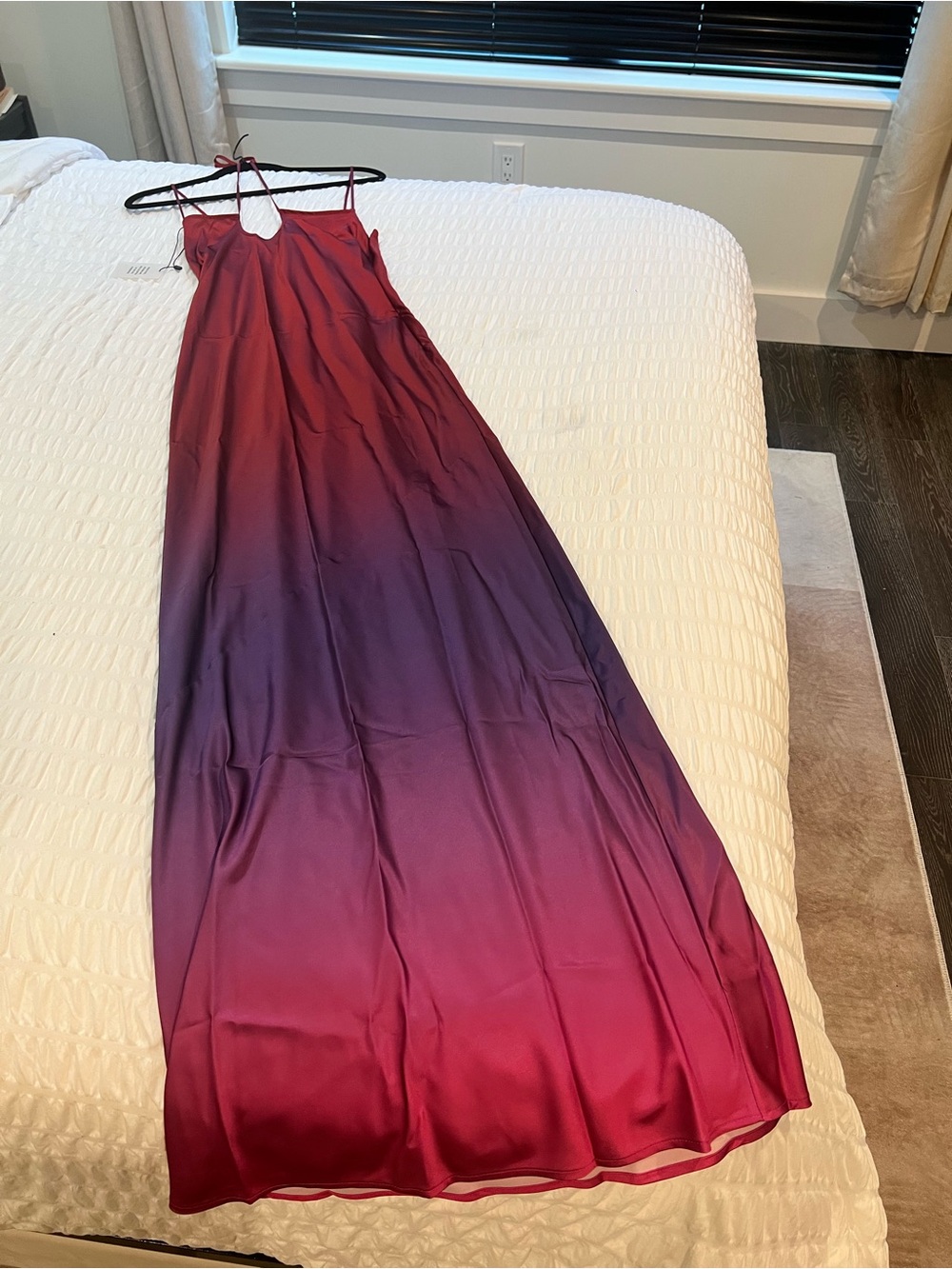 REVOLVE Ombré Red to Purple to Pink Satin Slip Maxi Dress - Picture 7 of 15